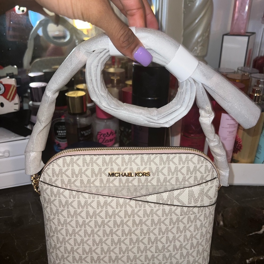 Michael Kors Beige Monogram Crossbody Bag